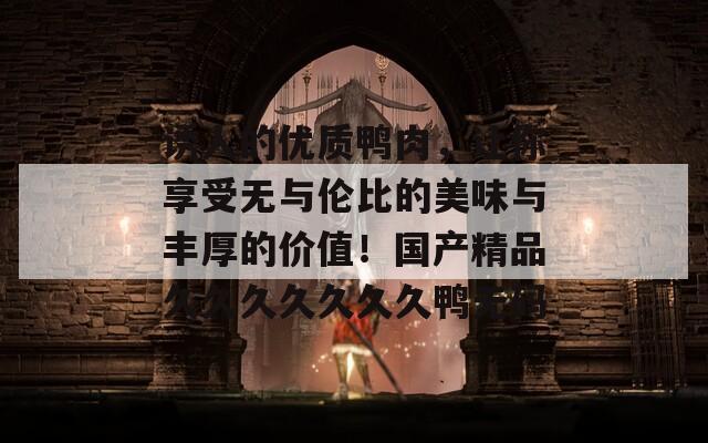 诱人的优质鸭肉，让你享受无与伦比的美味与丰厚的价值！国产精品久久久久久久久鸭无码