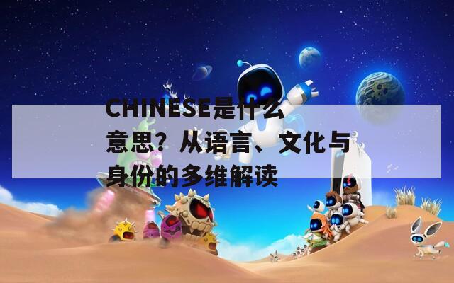 CHINESE是什么意思？从语言、文化与身份的多维解读